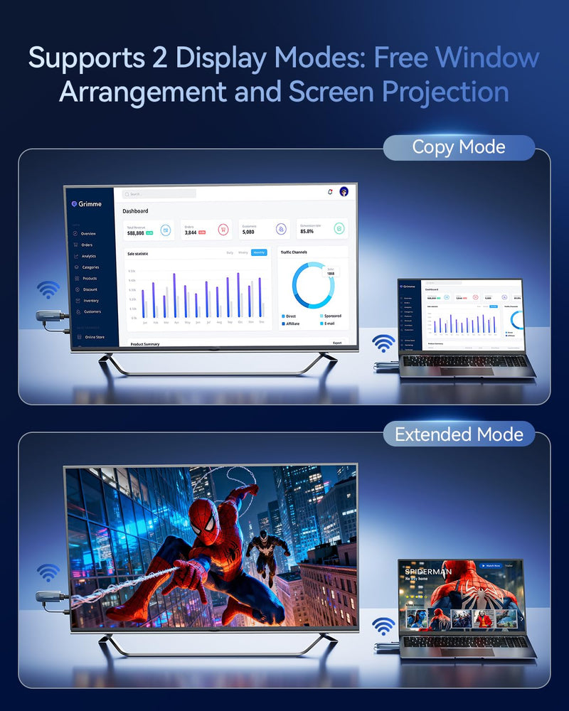 Wireless HDMI Transmitter and Receiver 400FT/120M, LDS Antenna Low-Latency Dual-Band 5.8+2.4G, 4K Decode 10Bit 1.08 Billion Hues Display Video and Audio to Monitor from Projector/TV (Blue) Blue