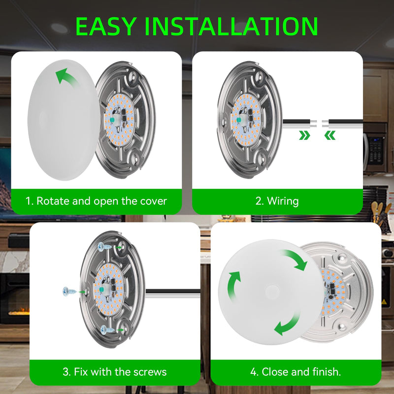 RV Ceiling Light 12V, 4.5Inch RV Light Interior, Dimmable Puck Dome Lights for Motorhome Boat Trailer (Warm White 6Pack) Warm White 6Pack