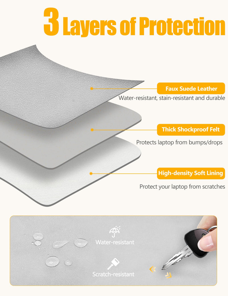 HYZUO 15-16 Inch Laptop Sleeve Case with Stand for MacBook Pro 16 M4/M3/M2/M1 2025-2019, MacBook Pro 15 2015-2012, XPS 15, Samsung Galaxy Book Flex/Pro 15, Light Gray