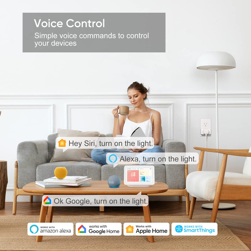 Onvis Matter Over Thread Smart Plug, Smart Mini Outlet, Works with Apple Home, Alexa & Google Home, 15A/1800W （4Pack） 4
