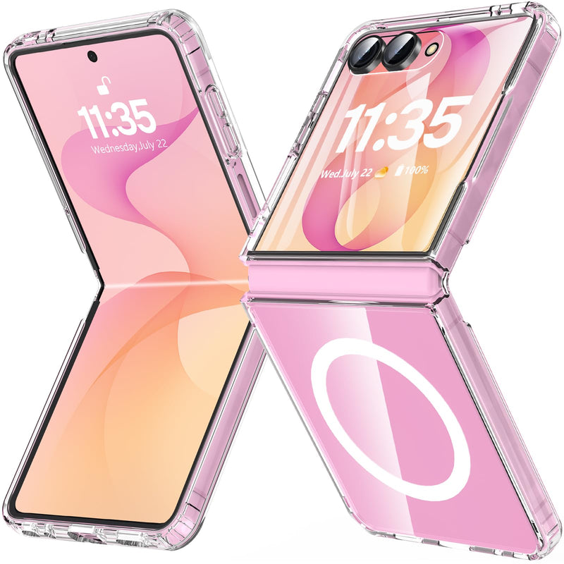 Hensinple for Samsung Galaxy Z Flip 8 Case,Magnetic Z Flip 7 Case with Built-in Screen Protector,Anti Yellowing Shockproof Rugged Slim Phone Cover for Samsung Galaxy Z Flip 7/8,Crystal Clear Samsung Z Flip 7/8-Clear Samsung Z Flip 7 / Z Flip 8