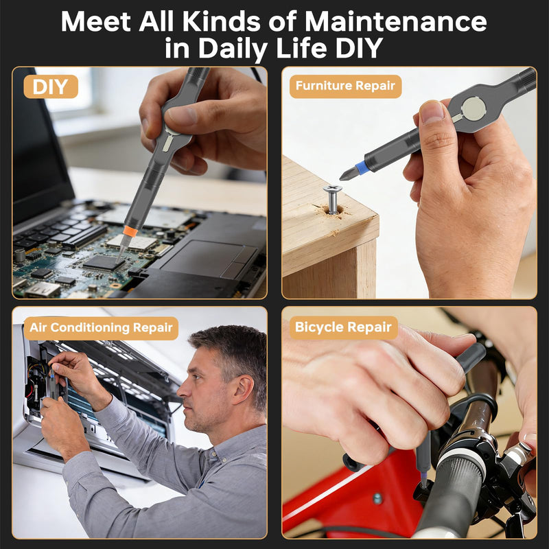 42 in 1 Magnetic Screwdriver Set with Ratchet Handle, Multi Bits Repair Tool Kit for Computer, Furniture, Bike, Watch & DIY, Compact & Portable with Storage Case (Detachable Grey) 42 In 1