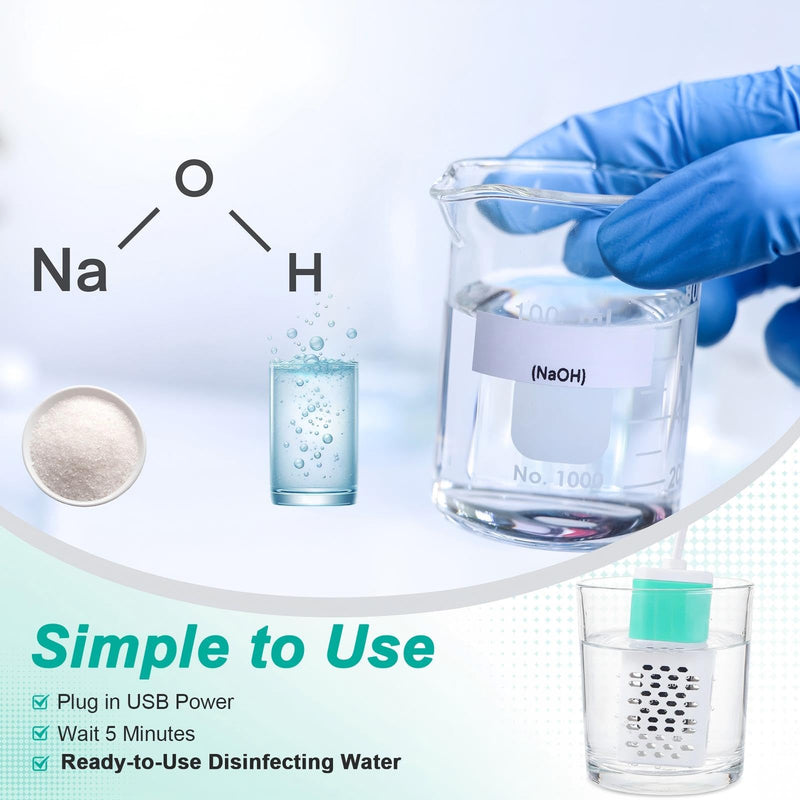 2 Pcs Sodium Hypochlorite Generator with 1 Box Chlorine Test Strips, Water Electrolyzer Maker for Cleaning, Disinfecting, and Deodorizing at Home or Kitchen 2