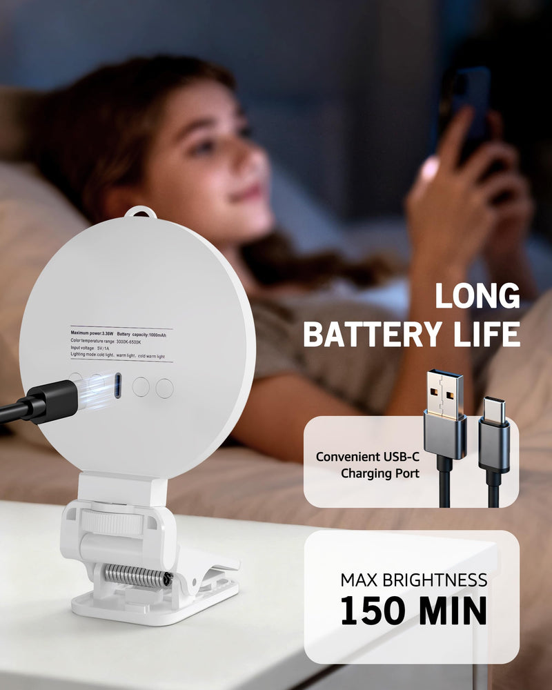 NiceVeedi 3 Color Soft Selfie Light Phone Light with Clip, Portable Edge-lit Ring Light, Rechargeable Video Conference Lighting for iPhone/Selfies/Makeup/Live Streaming/TikTok/Vlog/Zoom/Video Calls