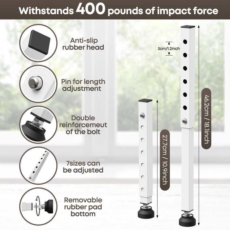 WooFog（Short）Window Security Bar Adjustable, Window Bars Security Inside, Window Lock Bar for Horizontal Sliding Windows, Window Locks for Up and Down Windows, Extends Form 11" to 18" (White-2 Pcs) 11" to 18" White -2 PCS