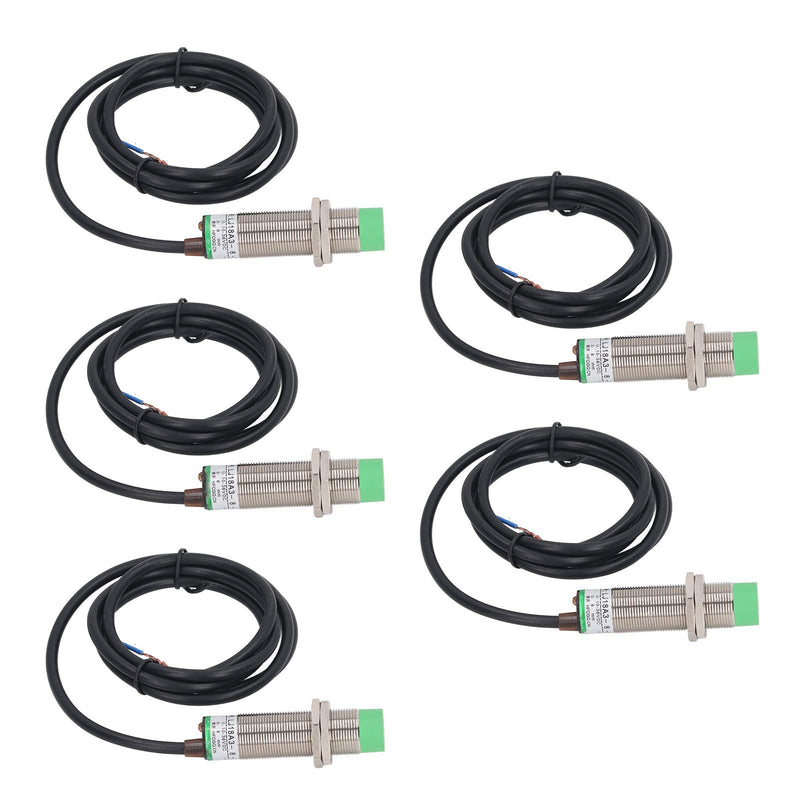 Inductive Proximity Sensor, 10-36VDC, 2 Wire Normally Open, 8mm Detection, IP65, 5 Pack
