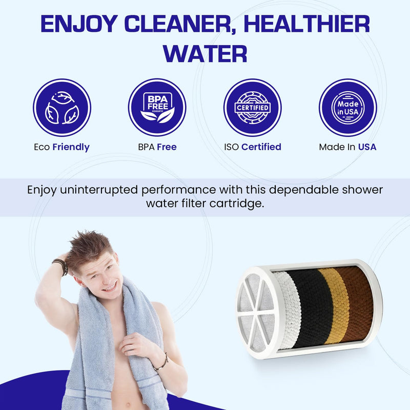 Crystal Quest Shower Filter Replacement Cartridge - Removes Chlorine and Contaminants for Cleaner Water - Durable Eco-Friendly BPA-Free Design - Built in the USA - Fits Crystal Quest Shower Filters Pack of 1