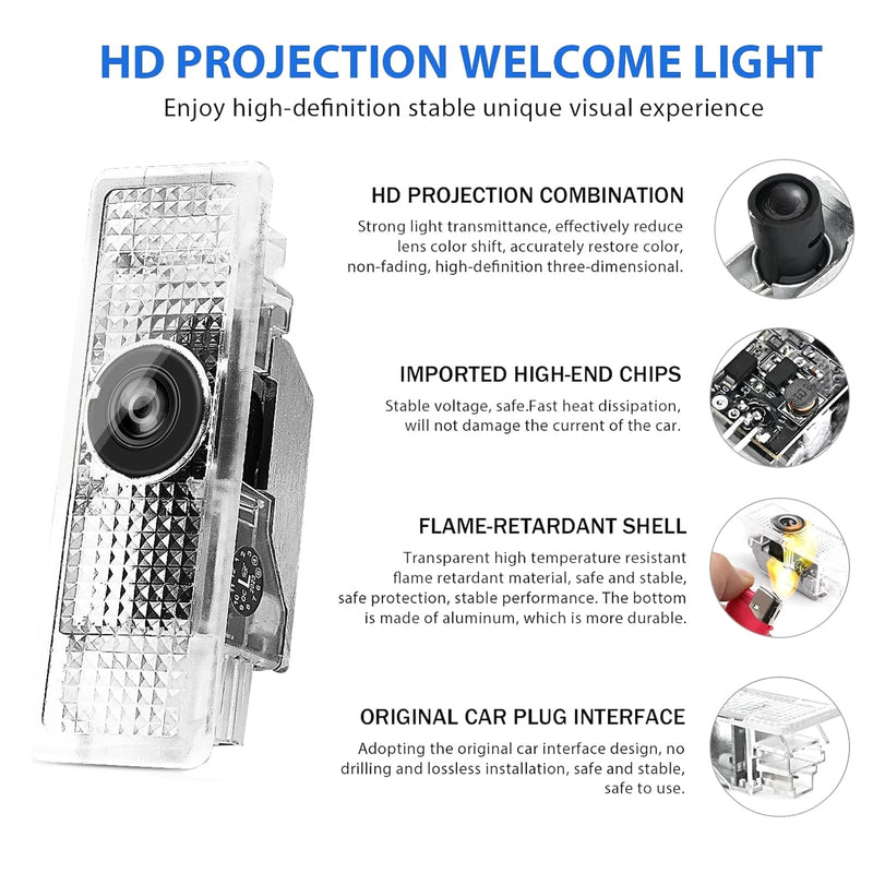 Never Fade HD Door Light Logo Projector Compatible with 1/2/3/4/5/6/7/M/X/Z/GT Series Accessories, 2Pcs 3D LED Ghost Shadow Laser Car Courtesy Step Light Puddle Lamps (ClassicBlueWhiteLogo) ClassicBlueWhiteLogo