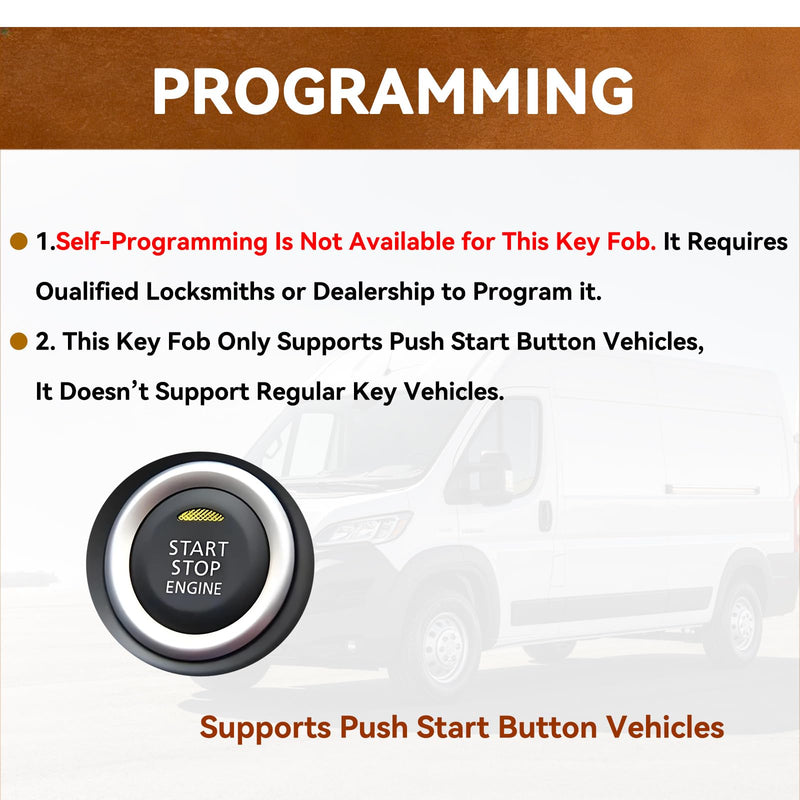 4-Btn Remote Key Fob Replacement for Ram ProMaster 1500 2500 3500 2022-2025 | 2 Pack Keyless Entry Remote for ProMaster Car Owner Replace or Spare Key 4 Buttons Design M3N-40821302 7FF24LXHAB