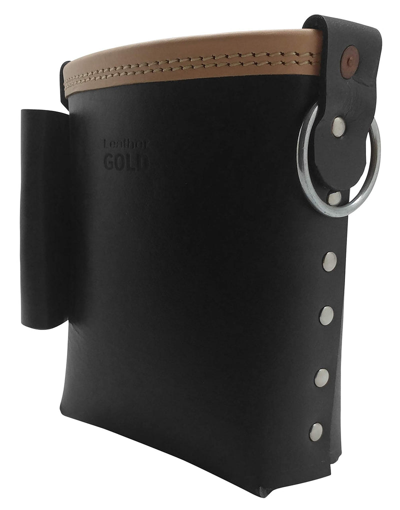3850-BLK Bolt Bag with Spud Wrench Holder and Snap Holder | Ironworker Bolt Bag, Medium Size | Premium, Ultra Durable Buffalo Leather | Commercial Grade Sliding Tool Belt Accessory