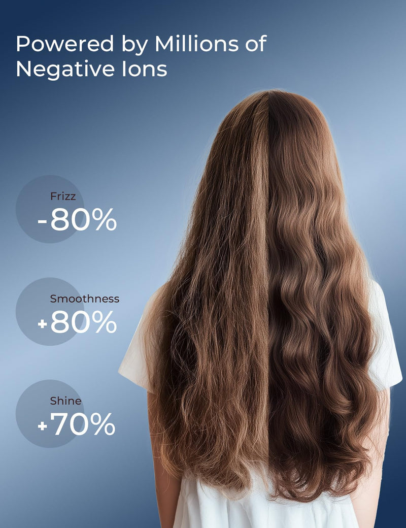 CARER SPARK Ionic Hair Dryer – 110,000 RPM High-Speed Motor, 200M Negative Ions, 2-Min Fast Drying, 60dB Quiet, 350g Lightweight, 3 Heat LED, Professional Blow Dryer for Women Men Travel