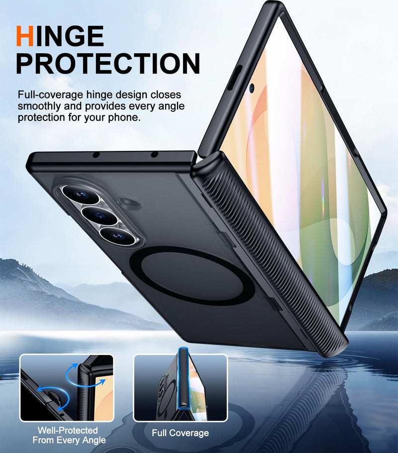 SPIDERCASE Magnetic for Samsung Galaxy Z Fold 8 Ultra Case, Black | Built-in [Screen Protector] [Stable Kickstand] [Hinge Protection] [Compatible with Magsafe] Military Grade Protective Cover