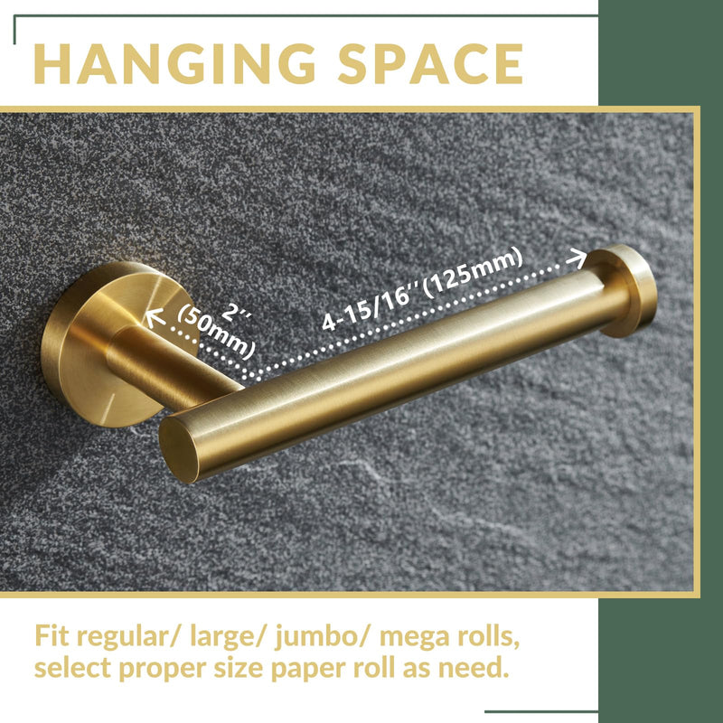 APLusee 2 Pieces Bathroom Hardware Set Brushed Gold, Contemporary 304 Stainless Steel Storage Accessories Kit with Oval Hand Towel Ring, Toilet Paper Holder Wall Mounted Brushed Gold Oval Shape
