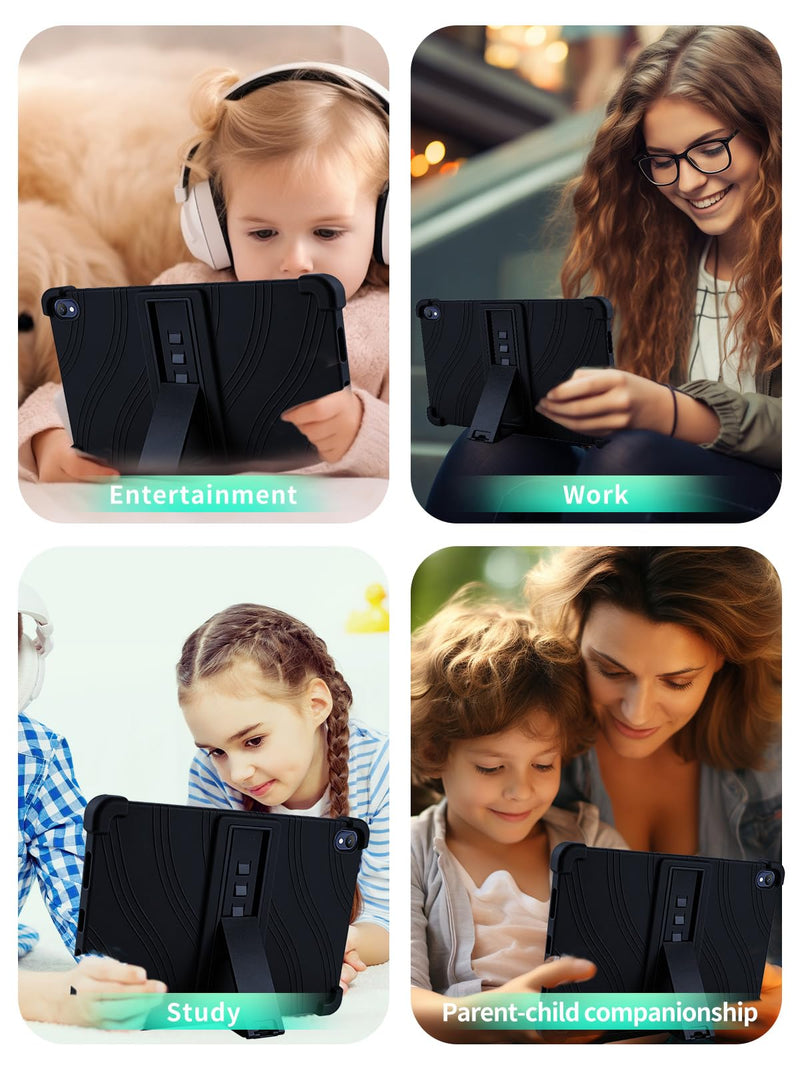 Case for onn 11" Core Android 16 Tablet (2026 Model),WUNIAK Shock Proof Lightweight Stand Rubber Shell Protective Cover,Kids Friendly Soft Silicone Adjustable Stand Cover,Black 11" 2026 Model Black