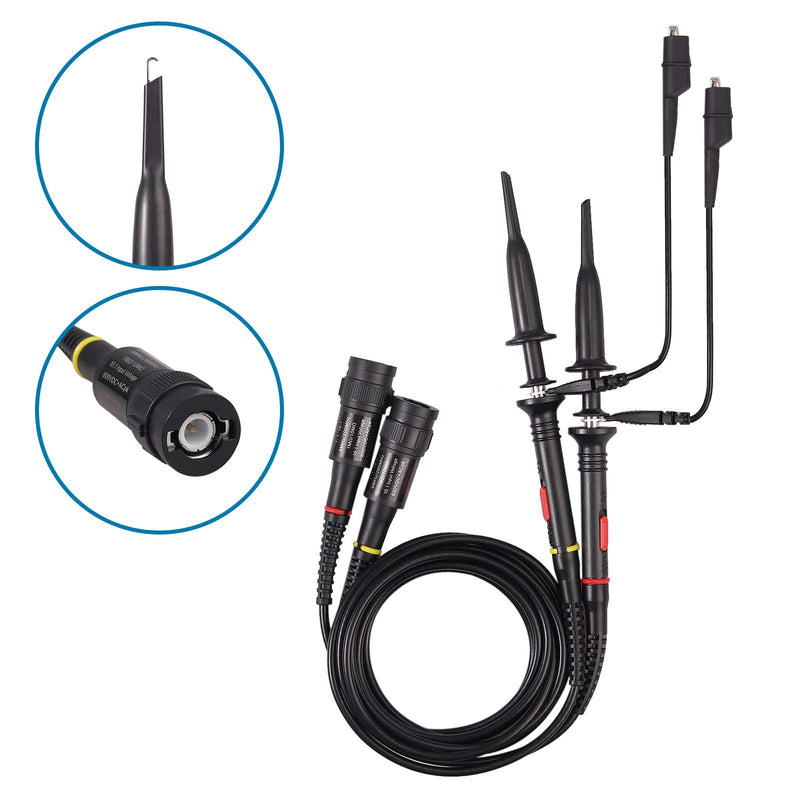 Proster 200Mhz Oscilloscope Probe Clip Scope Test BNC End Probe P2200 10X/1X Black with BNC to Mini Grabber 200Mhz Oscilloscope Probes