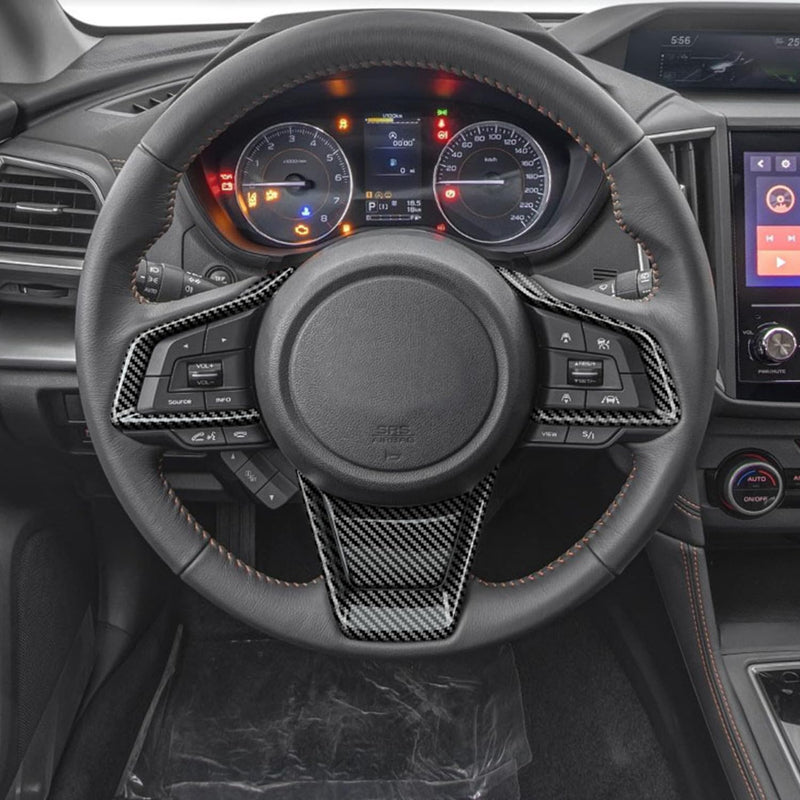 Steering Wheel Trim Cover for Subaru Forester Ascent SUV 2019-2024, for Legacy Outback Crosstrek XV Outback 2018-2024, for Impreza 2017-2024, ABS Carbon Fiber, 4PCS