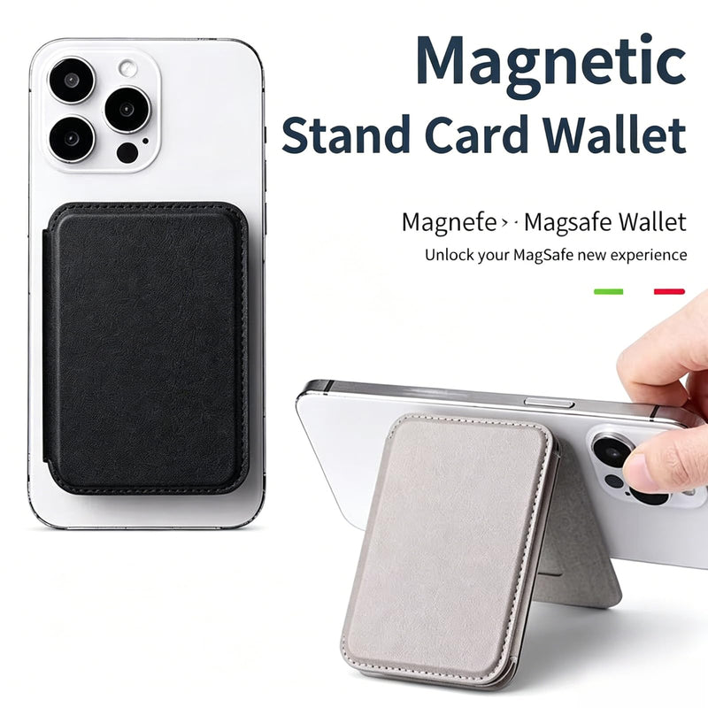 Compatible with MagSafe Wallet for iPhone 12–17 Series, 3-Fold Magnetic Card Holder with Makeup Mirror & Kickstand, RFID Blocking Slim PU Leather Phone Wallet Sleeve for Magnetic Case (Cloud White) Cloud White