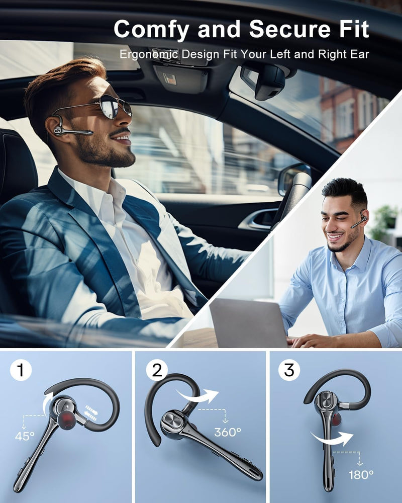 Earbuds Wireless Earpiece Bluetooth Headset Noise Canceling Mic Hands Free | 160H Standby Time Earphones Single Ear Headphone for iphone Android Samsung Cell Phones PC TV Computer Game Trucker Work