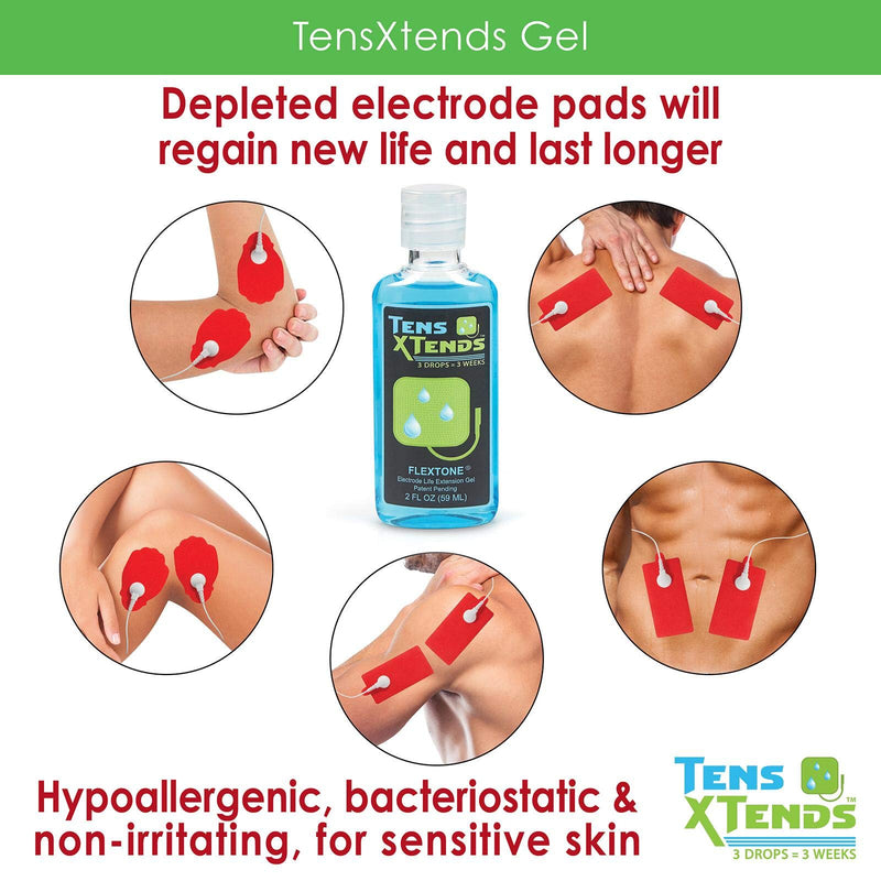 FlexTone TensXtends Conductive Adhesive Gel for Tens Pads - Patented Formula That Will Extend The Life of Your depleted Electrode Pads of Your Tens and EMS Units (2 FL OZ)