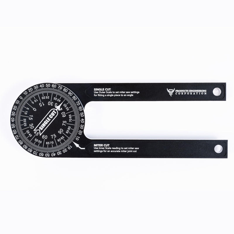 PEC Tools 7.25 Inch Aluminum Miter Saw Protractor With Laser-Engraved Scales - Professional Angle Finder | Protractor Angle Finder Featuring Precision & Outside Miter Angle Finder for Carpenters, Plumbers and All Building Trades