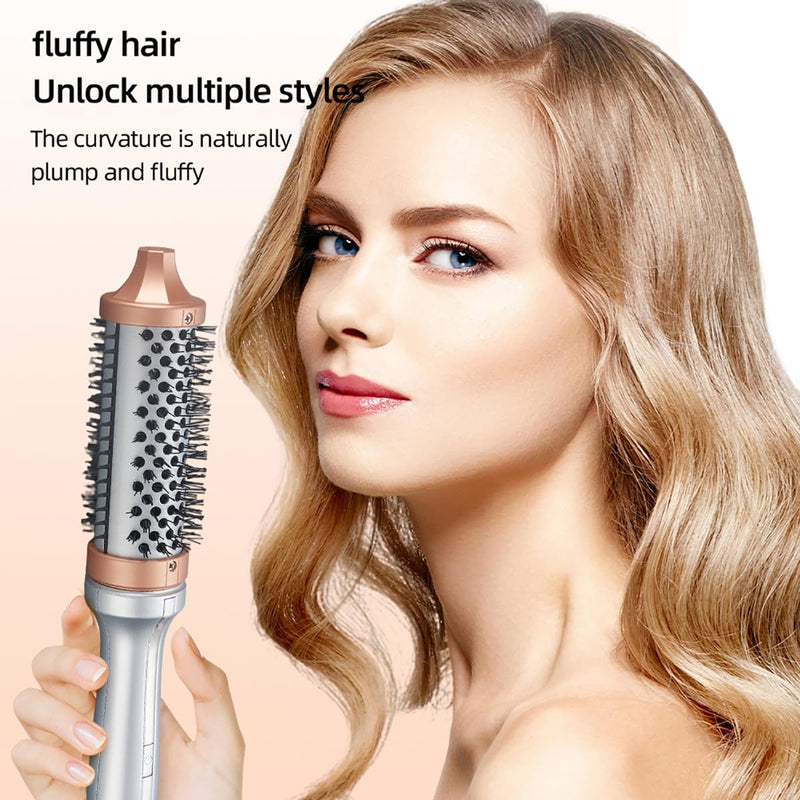 Thermal Hair Brush for Blowout Look, 38mm Heated Round Brush for Natural Curl, Ionic Curling Iron Wand with Dual Voltage, Volumizing Smoothing Hot Round Brushes