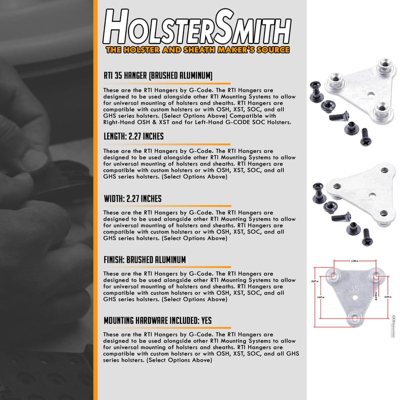 RTI Hangers - Holster Mounting Systems - (Select Model Below) 01 Pack (RTI 35)(w/Mounting Hardware)