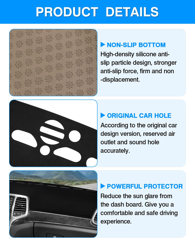 Cartist Dashboard Cover Mat for 2011-2019 2020 2021 Jeep Grand Cherokee Accessories Dash Cover Suede Dash Mat Sunshade Glare UV Rays Protector (NOT for Jeep Cherokee & Grand Cherokee L) dash mat for Jeep Grand Cherokee 2011-2021