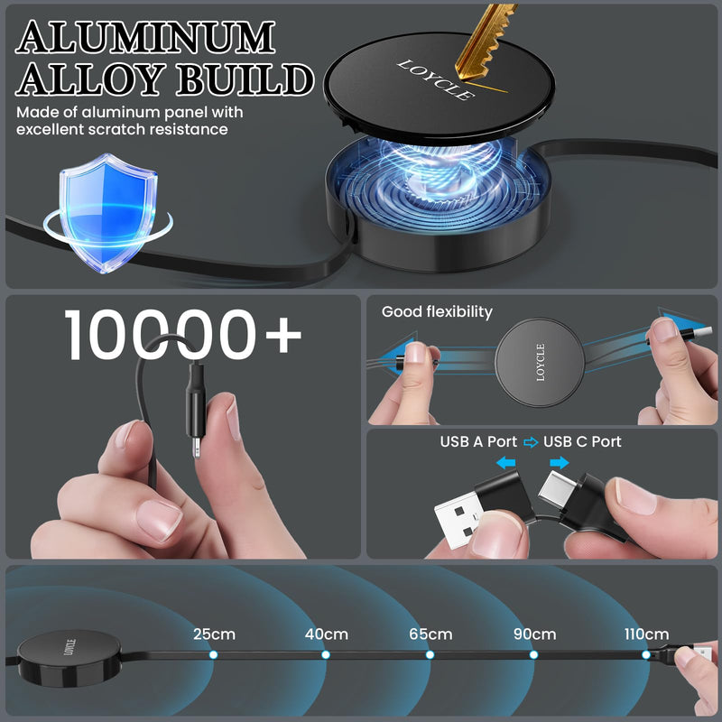 6 in 1 Multi Charger Cable Retractable USB C Cable 1.1m Fast Charging – Up to 66W PD Works with 100W PD Adapter Universal Multi Device Charger for Car and Travel