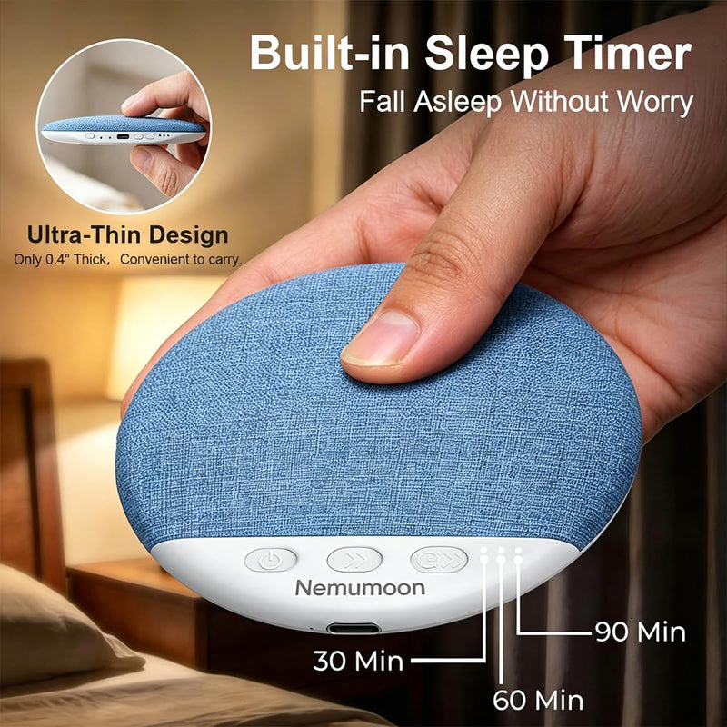 Mini Pillow Speaker for Sleeping, Ultra-Thin Bluetooth Speaker Under Pillow Speaker with White Noise Sound Machine Headphone-Free Sleep Speaker for Adult for Gift-Blue