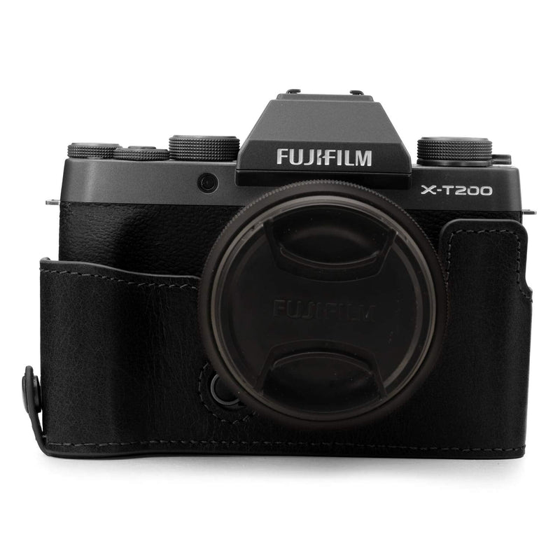 MegaGear Ever Ready Genuine Leather Camera Half Case compatible with Fujifilm X-T200 One size Black