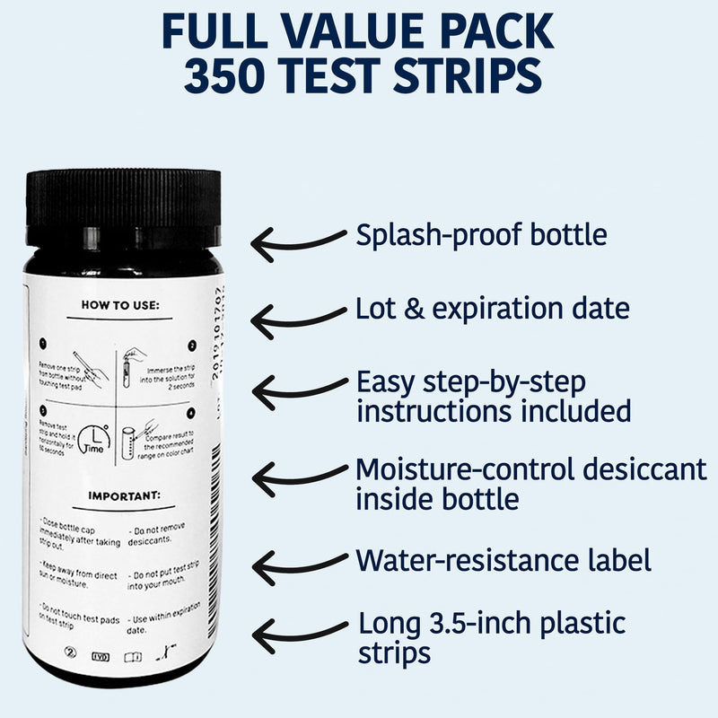 350 Chlorine Test Strips for Food Service 0-500 ppm (Value Pack) - Bleach Sanitizer Test Strips Food Service - Sanitizer Testing Strip - Chlorine Tester - Restaurant Supplies (Pack of 2) 350 Strips (Pack of 2)
