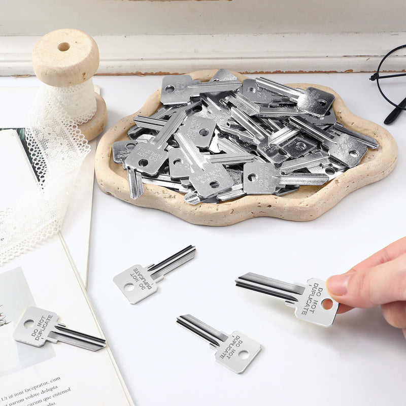 MorningRo 50 Pcs Do Not Duplicate Key Blanks Metal Key Replacements House Key Blank Door Lock Replacement Parts(Silver,Sc4) Sc4 Silver