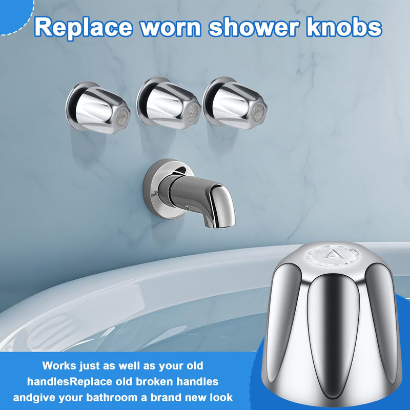 3 Piece Shower Knob Replacement, Compatible with Price Pfister Verve and Bathtub Shower Faucet Handle Include Hot/Cold/Diverter Shower Knob and Flange Base (Polished Chrome) 3