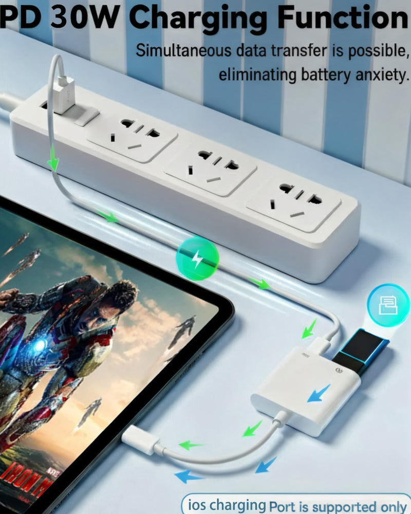 Apple Lightning to USB Camera Adapter with Charging Port for iPhone | MFi Certified USB 3.0 Female OTG Adapter Compatible with iPad, Support SD Card Reader, USB Flash Drive, Keyboard, Mice, Mouse