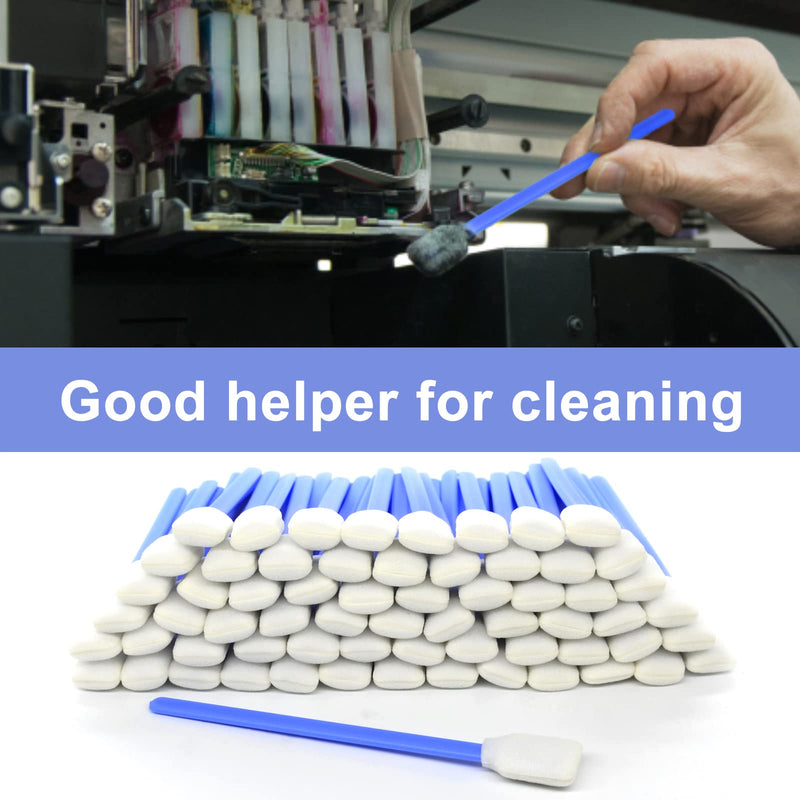 (300 PCS) 5.11" Square Rectangle Foam Cleaning Swab Sticks(Two Color) | 150 PCS Orange+150 PCS Blue 150 Blue+150 Orange