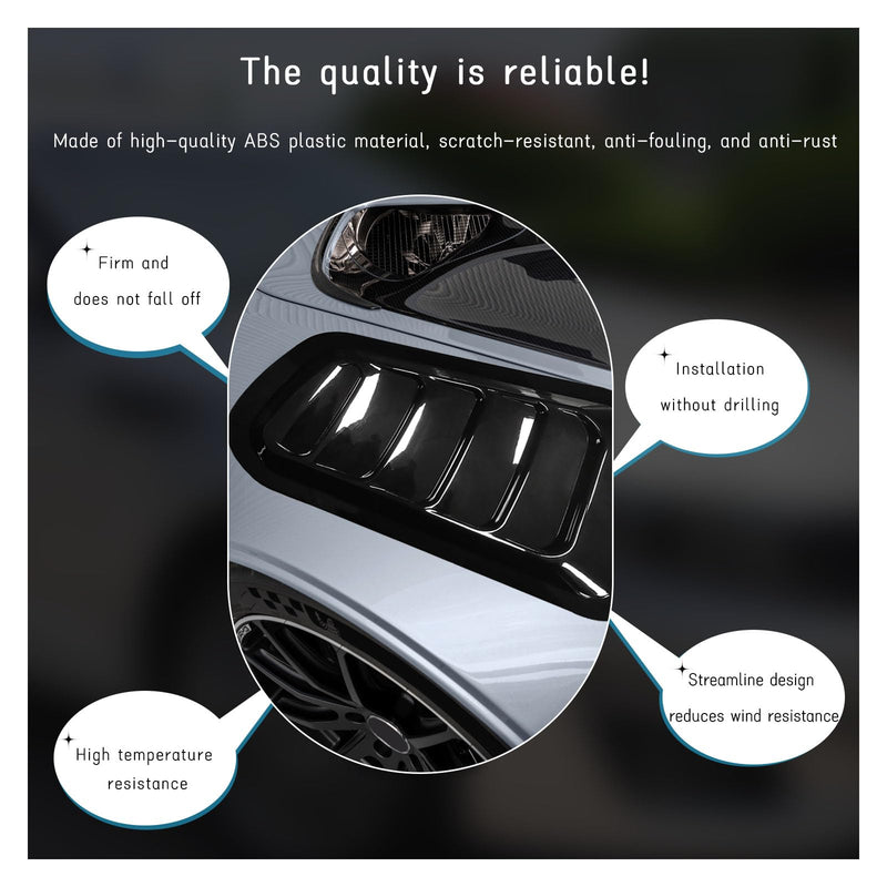 2PCS Car Hood Air Vent Cover, Universal Automotive Bonnet Air Vents Engine Hood Scoop, Front Air Vents Engine Hood Cover Trim, Vehicle Exterior Decor Accessories for Most Cars (Black) Black