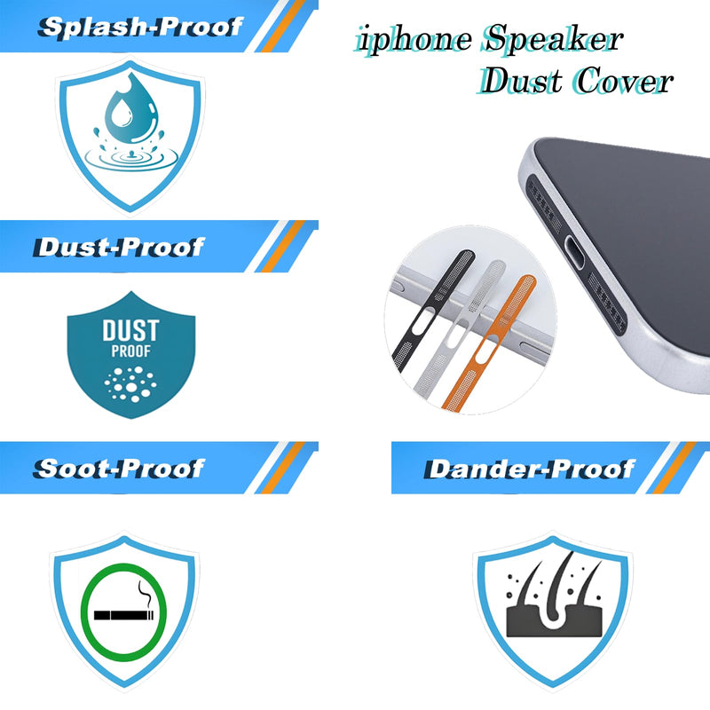 iPhone 17 Pro Max Speaker Dust Cover Accessories , Usb C Dust Plug, Sliver | Speaker Protector Mesh Covers,Charger Cover, Metal Attracting Ring for Phone Case,Zero Sound Loss,Invisible Fit,Residue-Free iphone 17 Pro Max USB Slivery