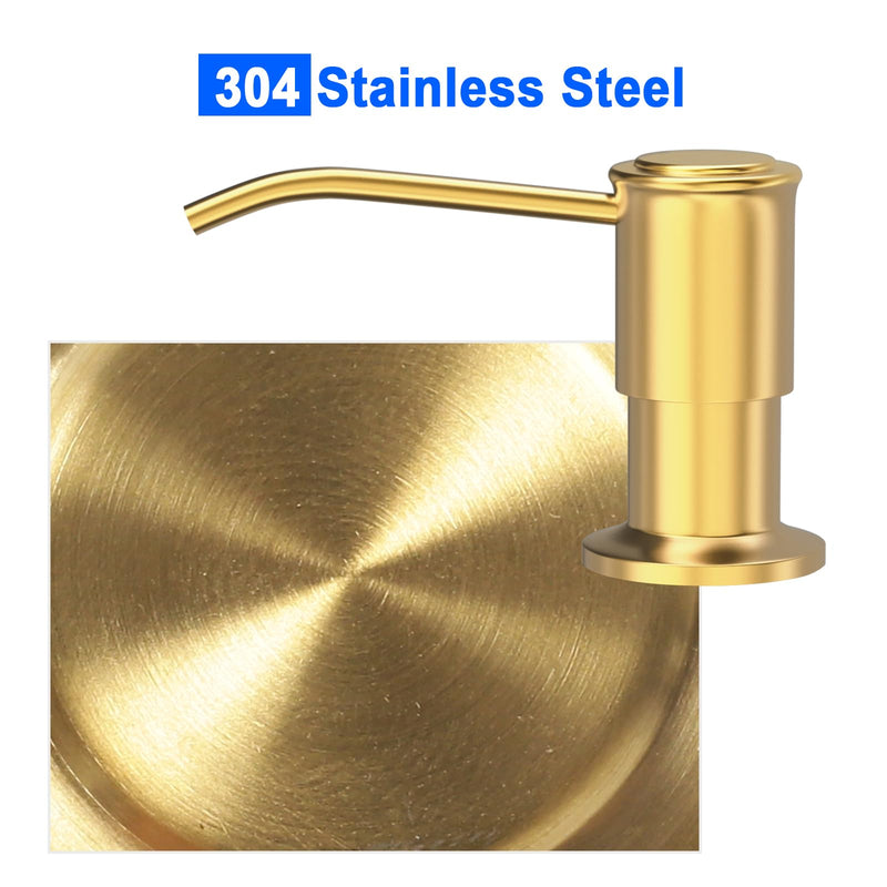 Soap Dispenser for Kitchen Sink, Kitchen Sink Soap Dispenser Pump, Refill from The Top, Sink Soap Dispenser with 17OZ Large Liquid Bottle, Gold (2 Scrub Sponges) Golden