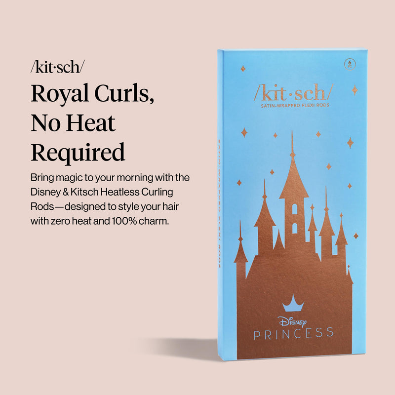 Disney x Kitsch Heatless Flexi Rods - 6 pcs Satin No Heat Hair Curlers for Blowout Curls and Short Hair | Flexi Rod for Heatless Curl Overnight for Women, Comfortable Hair Curlers to Sleep In for Frizz-Free, No Heat Damage Styling 1 count (Pack of 6)