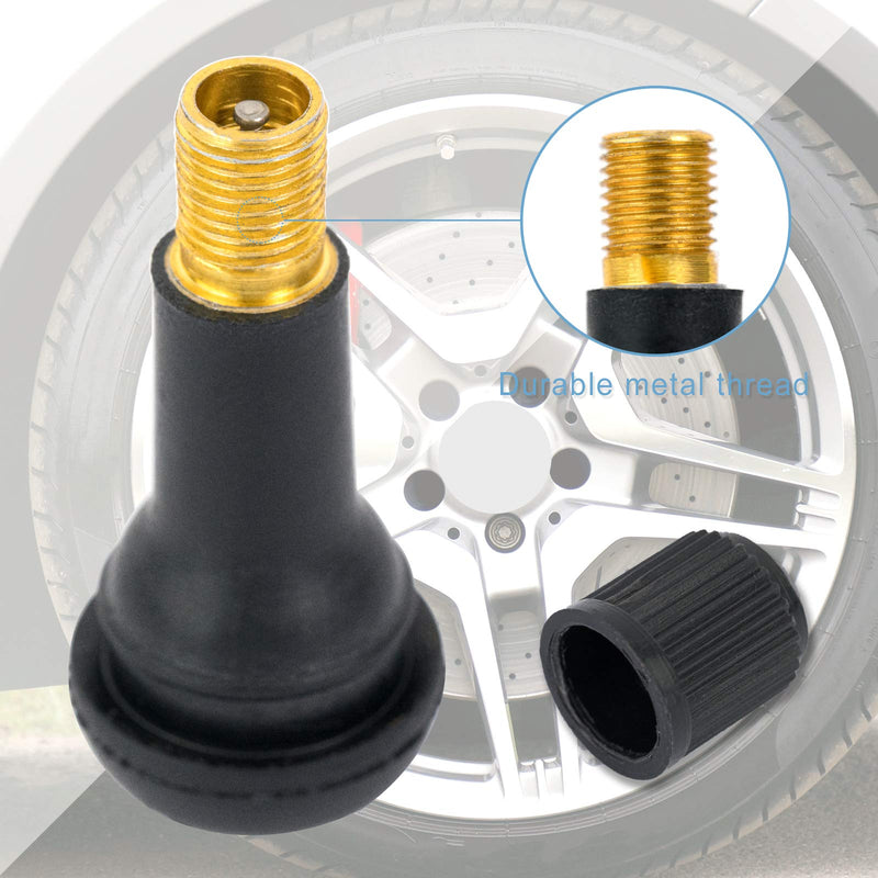 8Pcs Premium TR413 Tubeless Tire Valve Stems, Black Rubber Snap-in Tire Valve Stem, Universal for Tubeless 0.453 inches 11.5mm Rim Holes TR413-8pcs