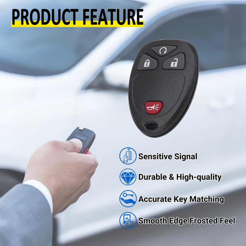 Key Fob Keyless Entry Remote Compatible with Chevrolet Silverado Traverse Avalanche, GMC Sierra, Pontiac Torrent, Saturn Outlook Vue 2007-2017, Replacement for OUC60270, OUC60221 (Pack of 2)