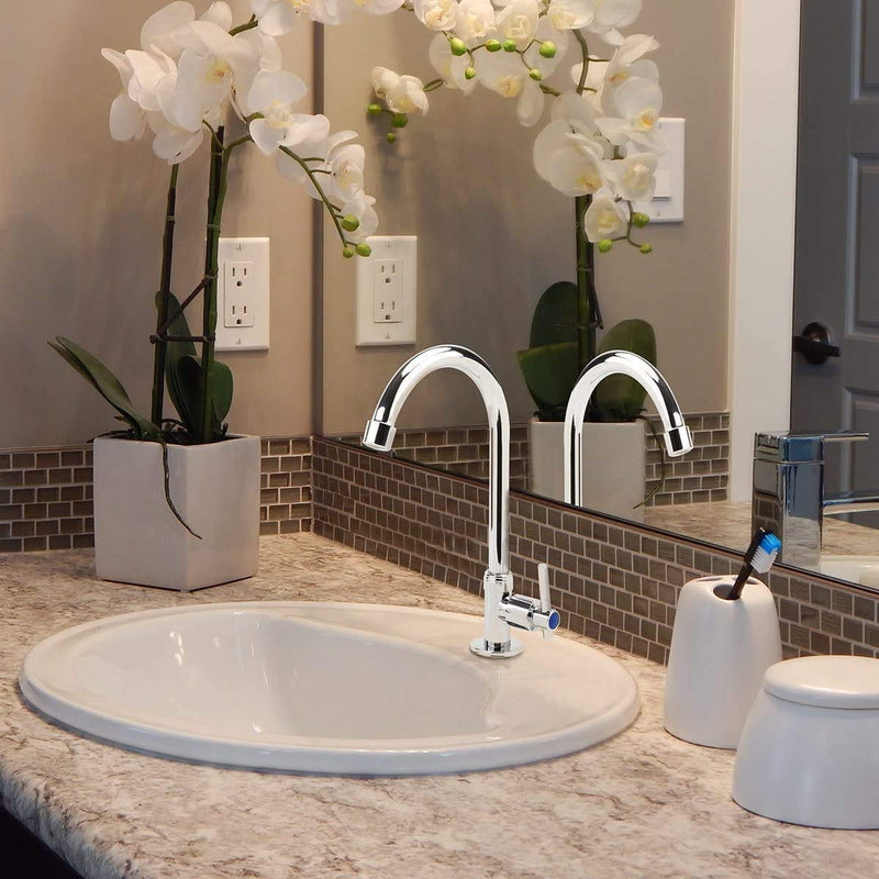 Cold Water Faucet Only, High Arc Single Handle One Hole Cold Faucet with Water Supply Hose for Kitchen Bar Outdoor