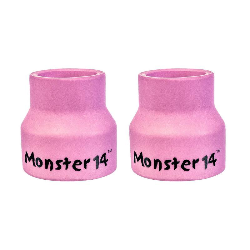 Monster #14 Ceramic Alumina TIG Cup Gas Nozzle for Welding Torch, 7/8" Orifice x 1" Long - 2 Pack
