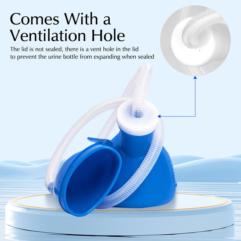 Portable Urinal for Women & Men, OOCOME Urinal Bottle Spill Proof Bedside Urinals 2000ml Travel Camping Urinal Toilet Pee Bottle with Long Hose (Blue) Blue
