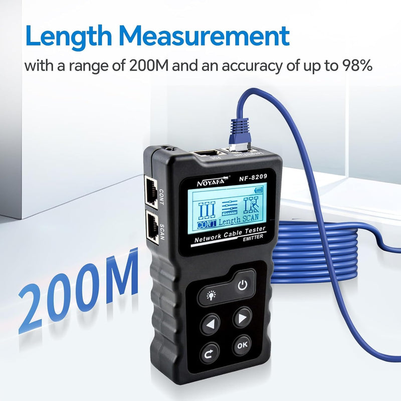 NOYAFA NF-8209 Network Cable Tester, Ethernet Cable Wire Tester with POE & NCV for CAT5/CAT6 Wire Tracer, Length Test, RJ45 Network Tester Kit for Cable Tracer Telephone Line Finder Home Repair