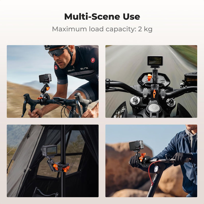 K&F CONCEPT Motorcycle Bike Clamp Mount Quick Release Compatible with DJI | 360° Adjustable Handlebar Clamp Mount for Cycling/Motorcycle/Bicycle/Handbar/Round Tube(0.31-1.85"), MS67