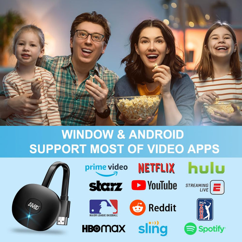 Wireless HDMI 4K Display Adapter, SOCLLLife WiFi Casting Video & Audio Dongle for iOS, Android, Windows, Mac Devices to HDTV/Monitor/Projector, Supports Miracast, Airplay, DLNA Black 18cm