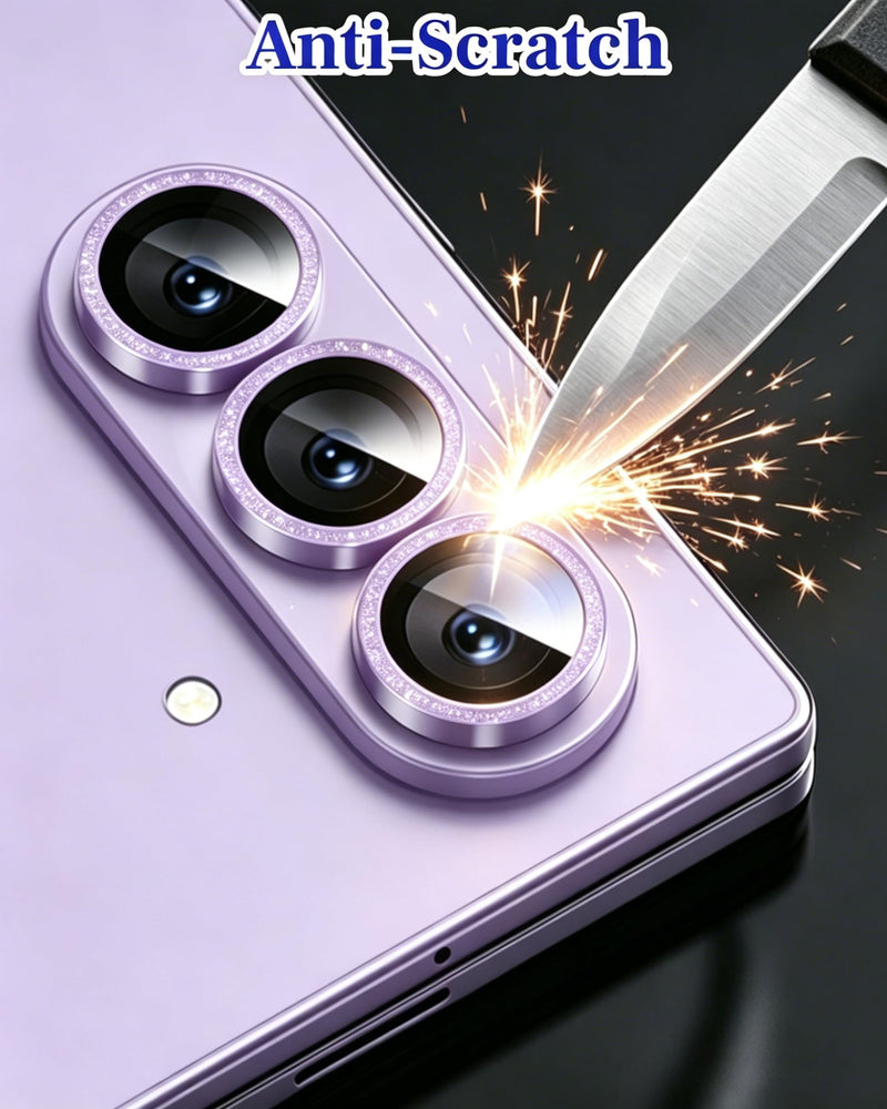 Compatible for Samsung Galaxy Z Fold 7 / Z Fold 8 Ultra Camera Lens Protector Glitter Bling Individual Aluminium Alloy Ring 9H Tempered Glass Decorative Accessories Camera Cover Purple Galaxy Z Fold 7/Z Fold 8 Ultra