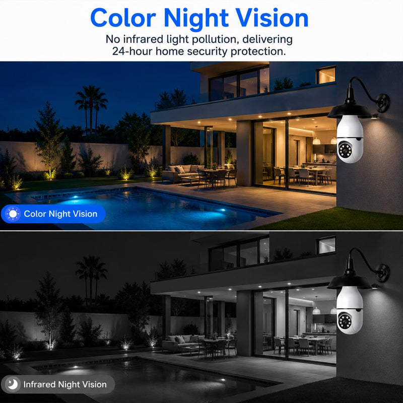 Chpuss Light Bulb Security Camera, 5G& 2.4GHz WiFi Security Cameras Wireless Outdoor for Home Security, 2-Way Audio Color Night Vision, Motion Detection Siren Alarm 1Pack - 5G & 2.4GHz