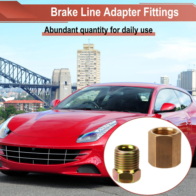 1/4 Brake Line Pressure Fittings, 12 Pieces 7/16 Inch-24 Threads Brass Brake Line Fitting Assortment for 1/4 Inch Brake Line Tube (4 Unions, 8 Nuts)